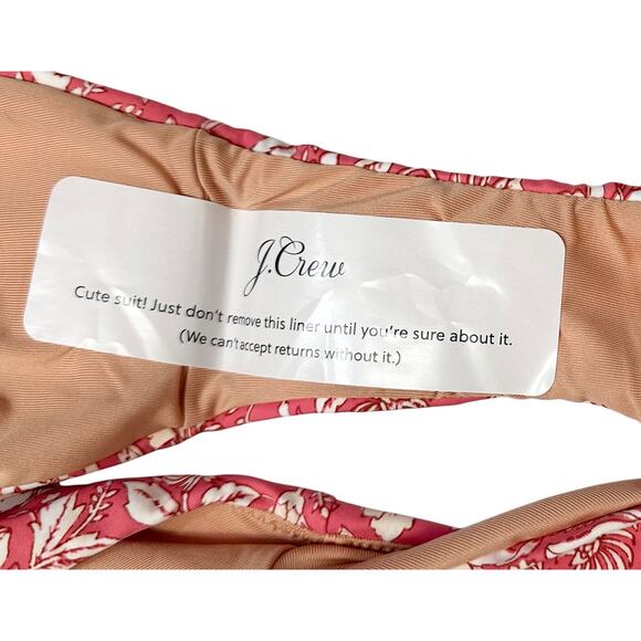 2/$15 NWT J. Crew Curved-Waist Cheeky Bikini Bottom Pink Floral High-Cut Size L - Picture 4 of 9